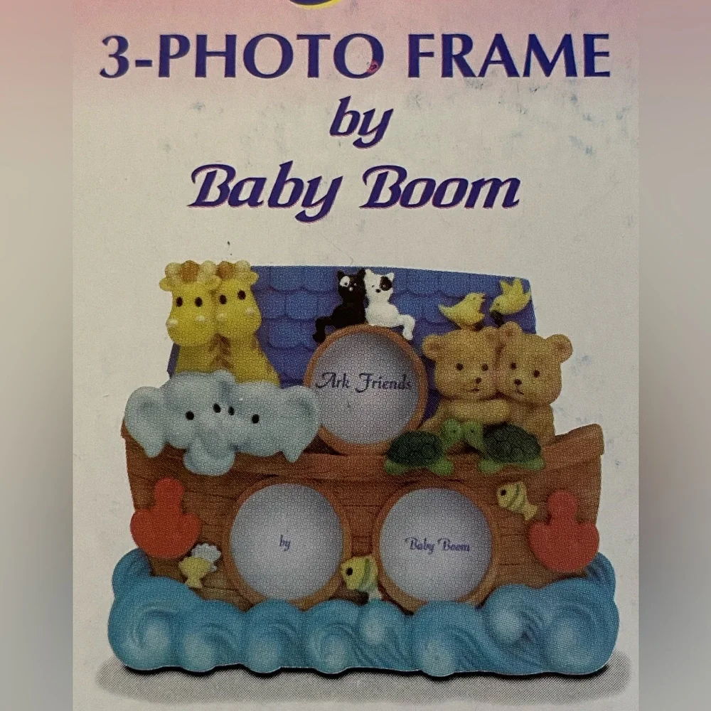 Hand Painted ARK FRIENDS 3-PHOTO FRAME By Baby Boom - New Sealed Box